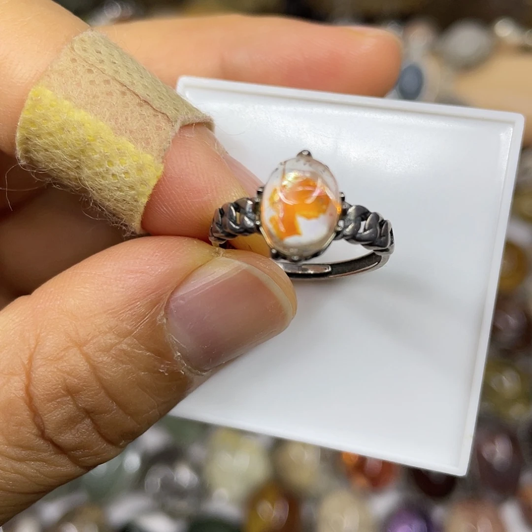 【闪购商品】银S925镶嵌珠宝半成品水晶戒指