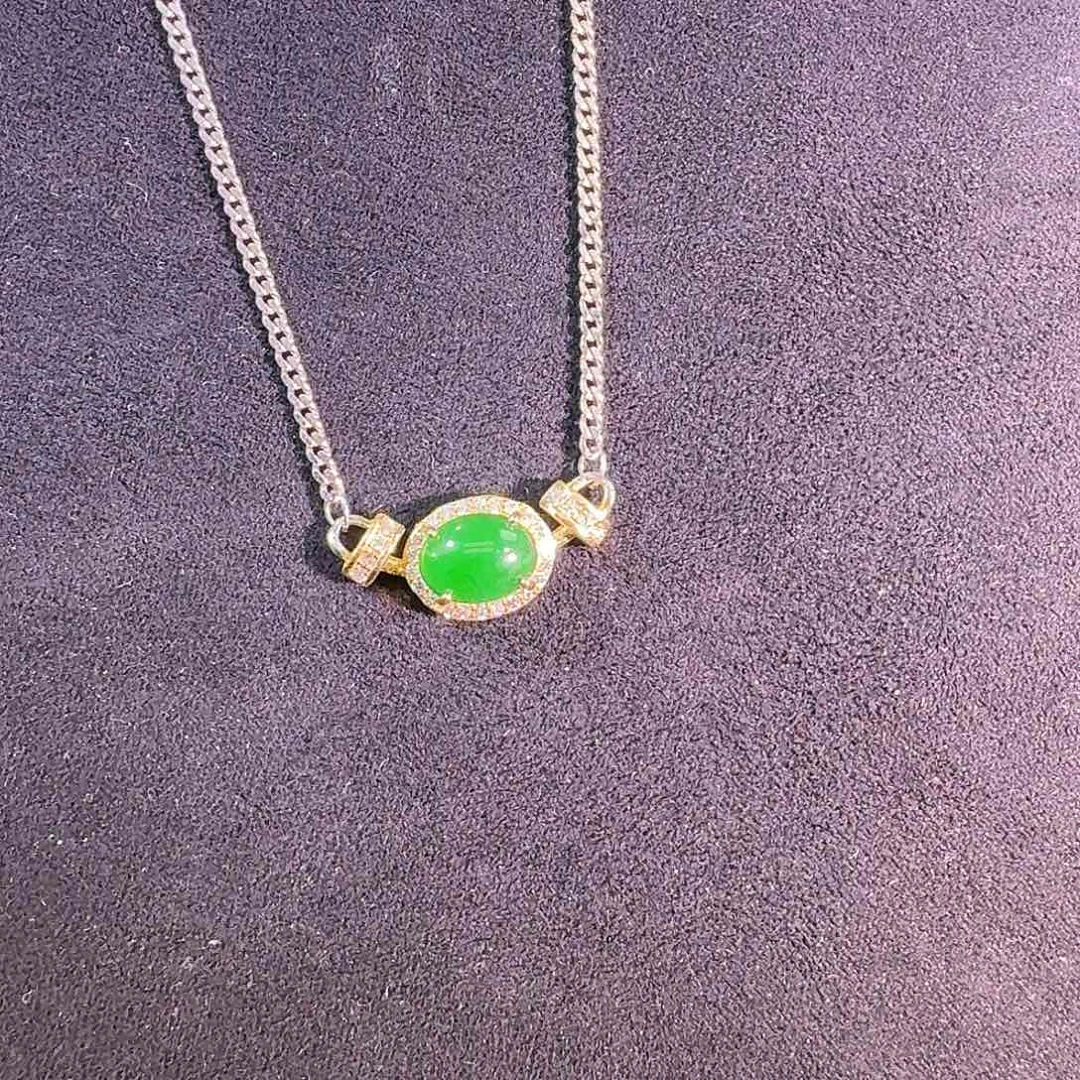 翡翠银S925镶嵌吊坠(不含链)蛋面