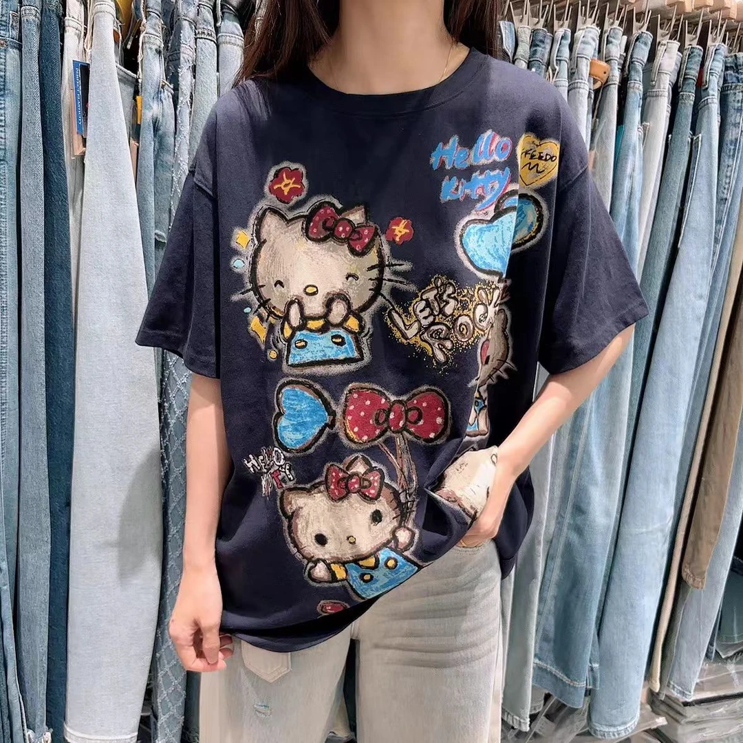 T240凯蒂猫A0638藏蓝短袖T恤