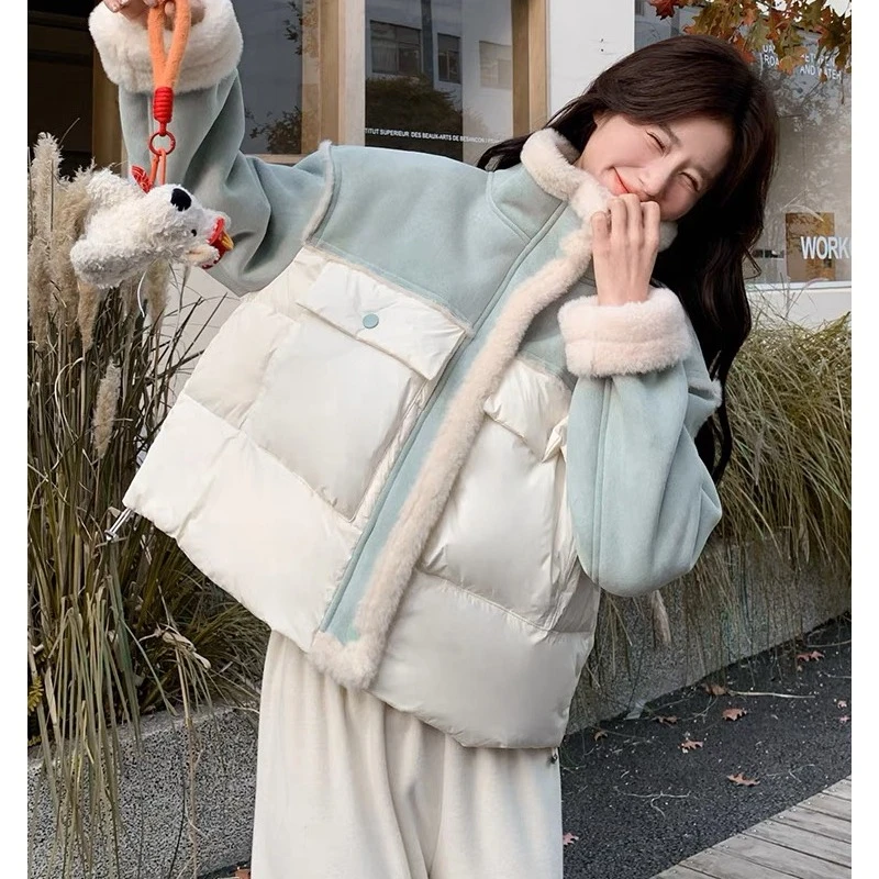 新款气质温柔风短款拼接加厚保暖外套S5507