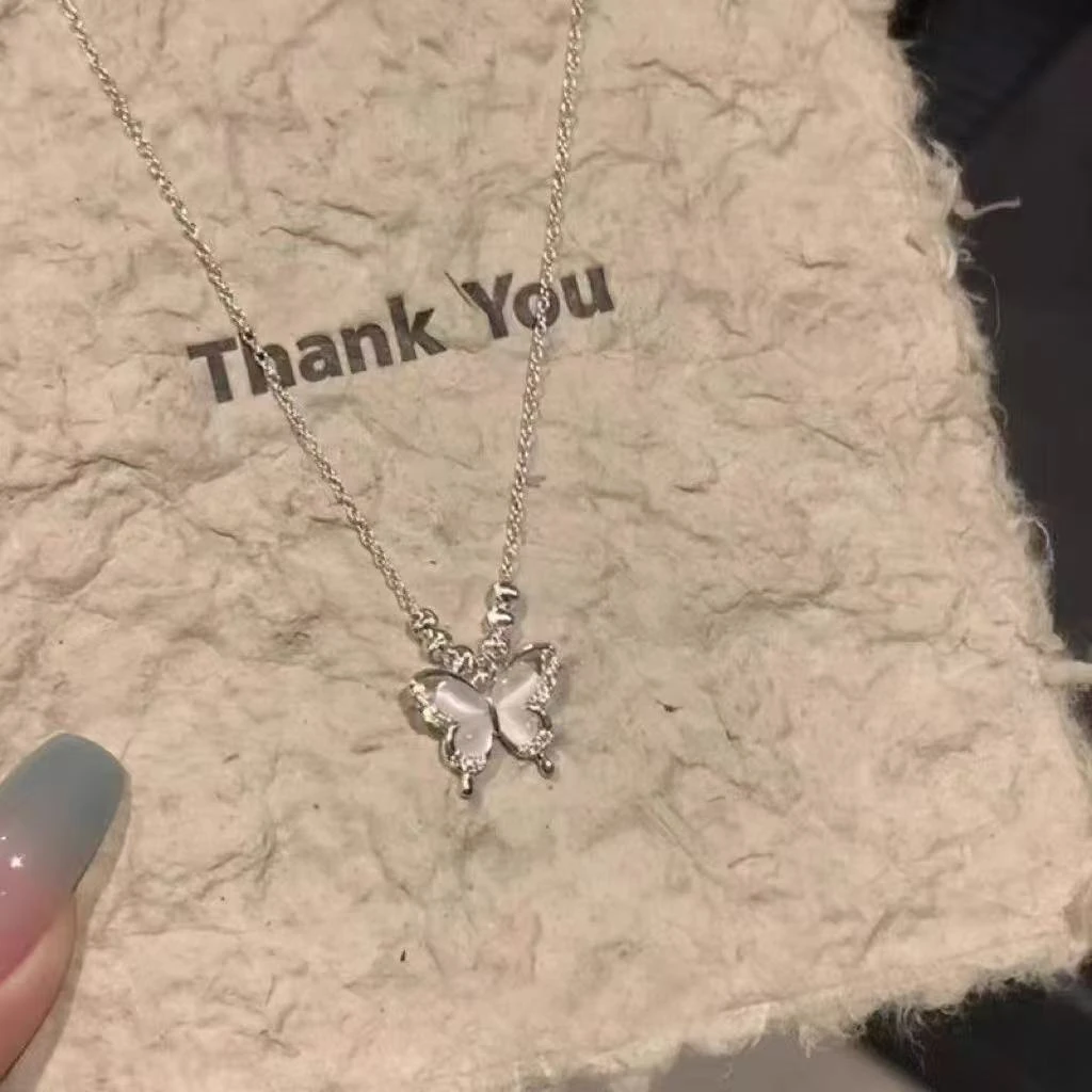 合金项链 520情人节礼物冰透蝴蝶项链高颜值锁骨链送女友闺蜜项链