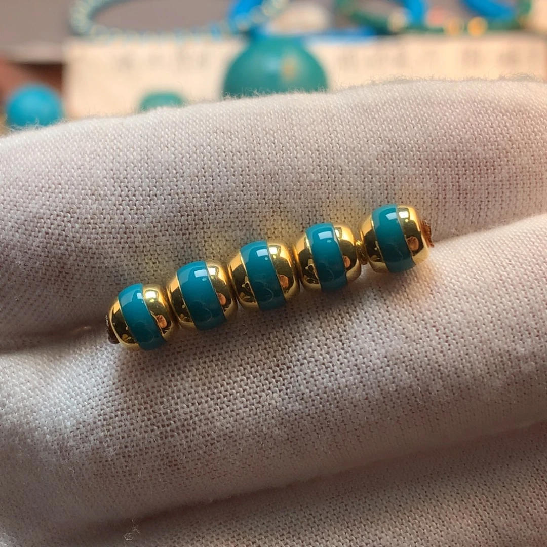 绿松石18K金镶嵌挂件6.8m