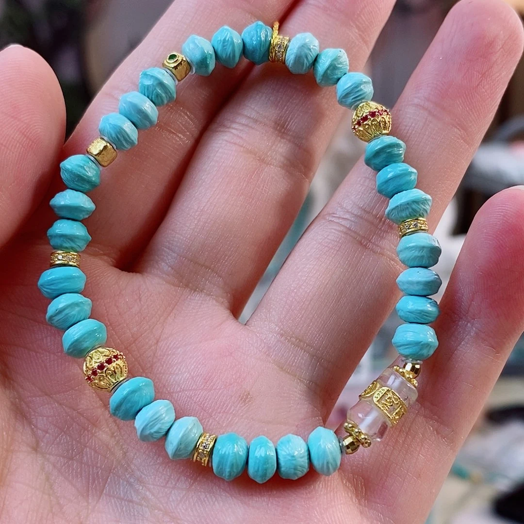 绿松石银S925镀金镶嵌珠宝奇石