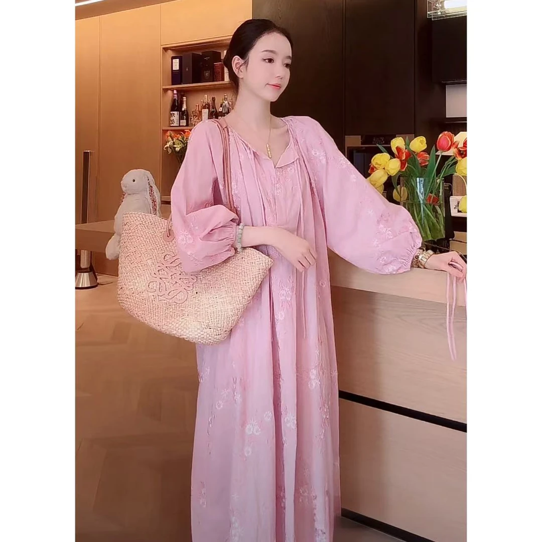 Zwinnie/詹维尼【粉色绣花纯棉连衣裙】连衣裙 GXT202501