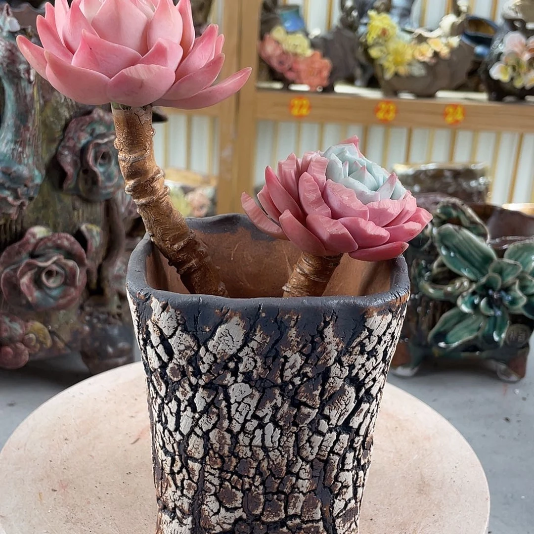 紫砂花盆景德镇陶瓷花盆