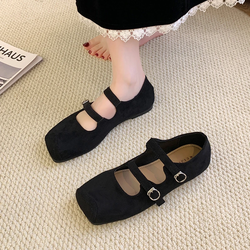 软底方头平底单鞋女春季2025新款百搭配裙子玛丽珍女鞋浅口晚晚风