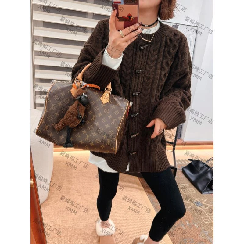 XMM.【牛角扣毛衣外套】时尚休闲百搭复古单排扣气质网红秋冬衣G820