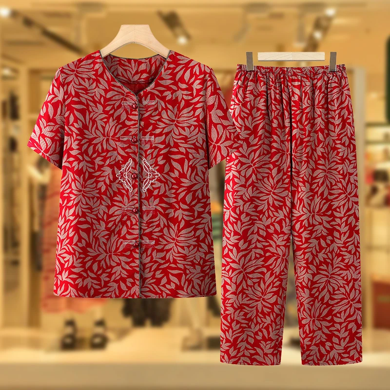 中老年人夏装女奶奶衬衫70岁80老太太衬衣妈妈装短袖老人夏天衣服
