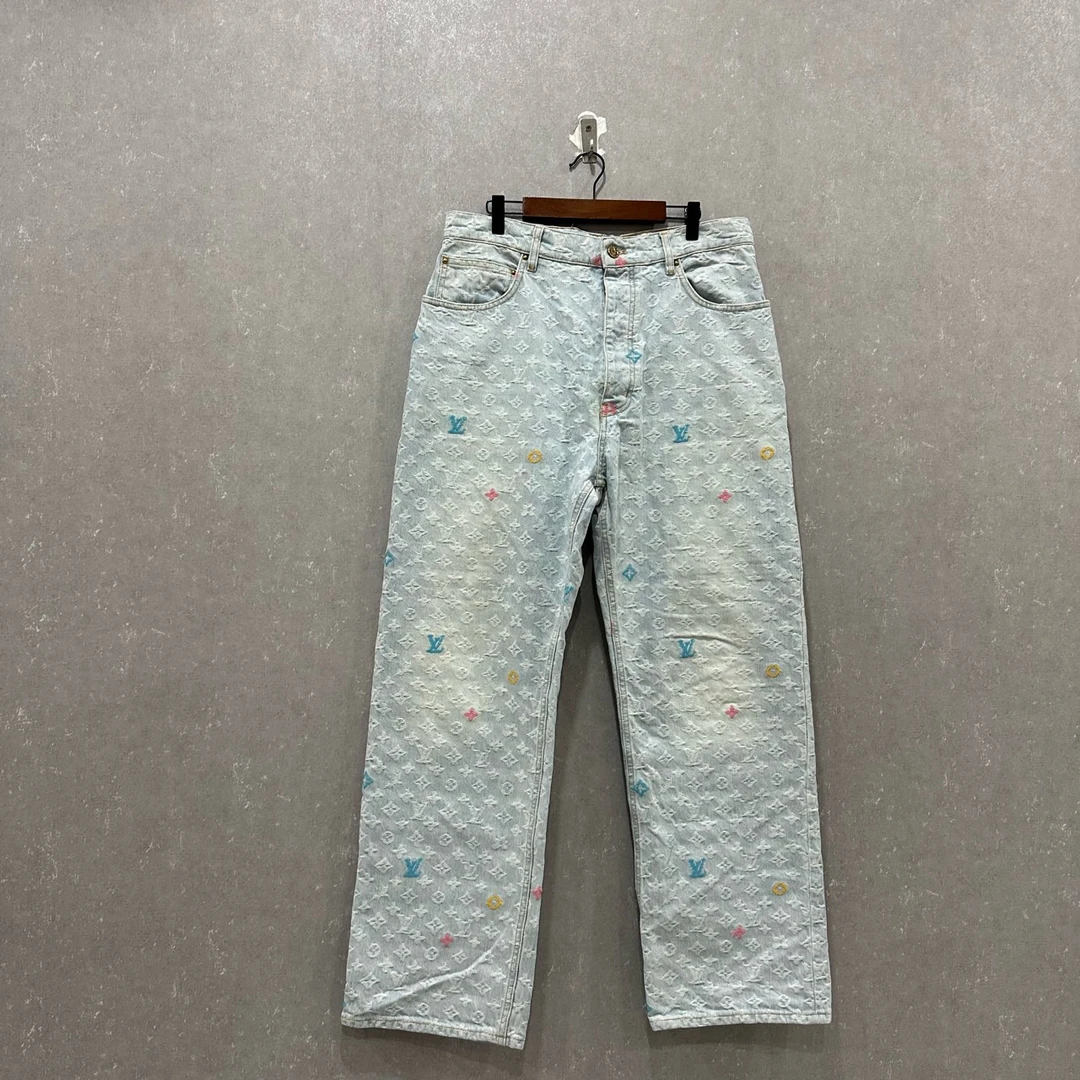 99新 LouisVuitton/路易威登 字母印花纽扣牛仔裤 33码/003279