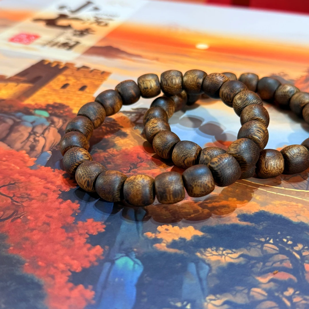 沉香海南天然黑棋楠鼓珠1.0单圈多样性发其一