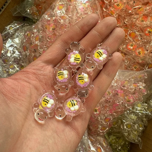 【回家拆】迷你夜光闺蜜蜂蜜高透透明乌龟钥匙扣diy摆件饰品