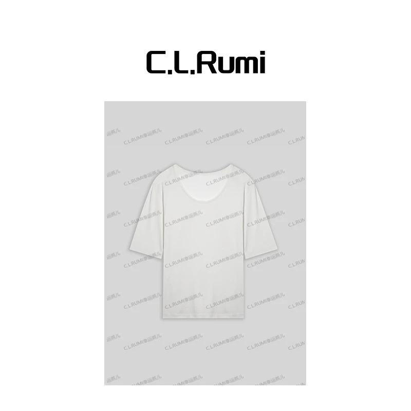 【Rumi时装】”U夏”25春夏百搭简约显瘦鹅蛋U领强捻T恤上衣6658sy