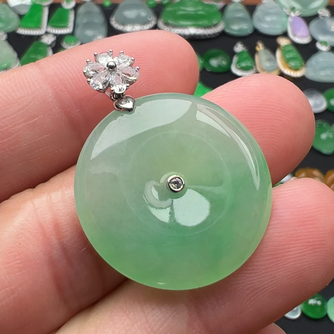 翡翠颈饰18K金镶嵌扣子24.2