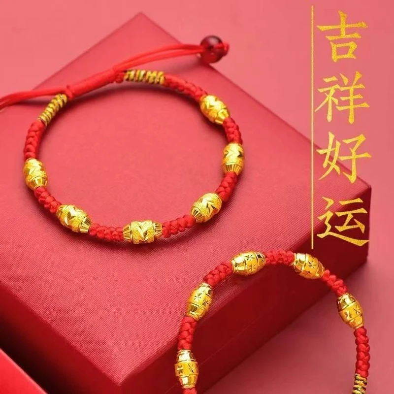 非金属布艺手链 时来运转手工编织红绳手链六六大顺Y3