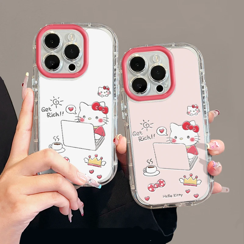 办公kitty适用苹果16promax泡芙手机壳iPhone15羽纱华为p60小米15