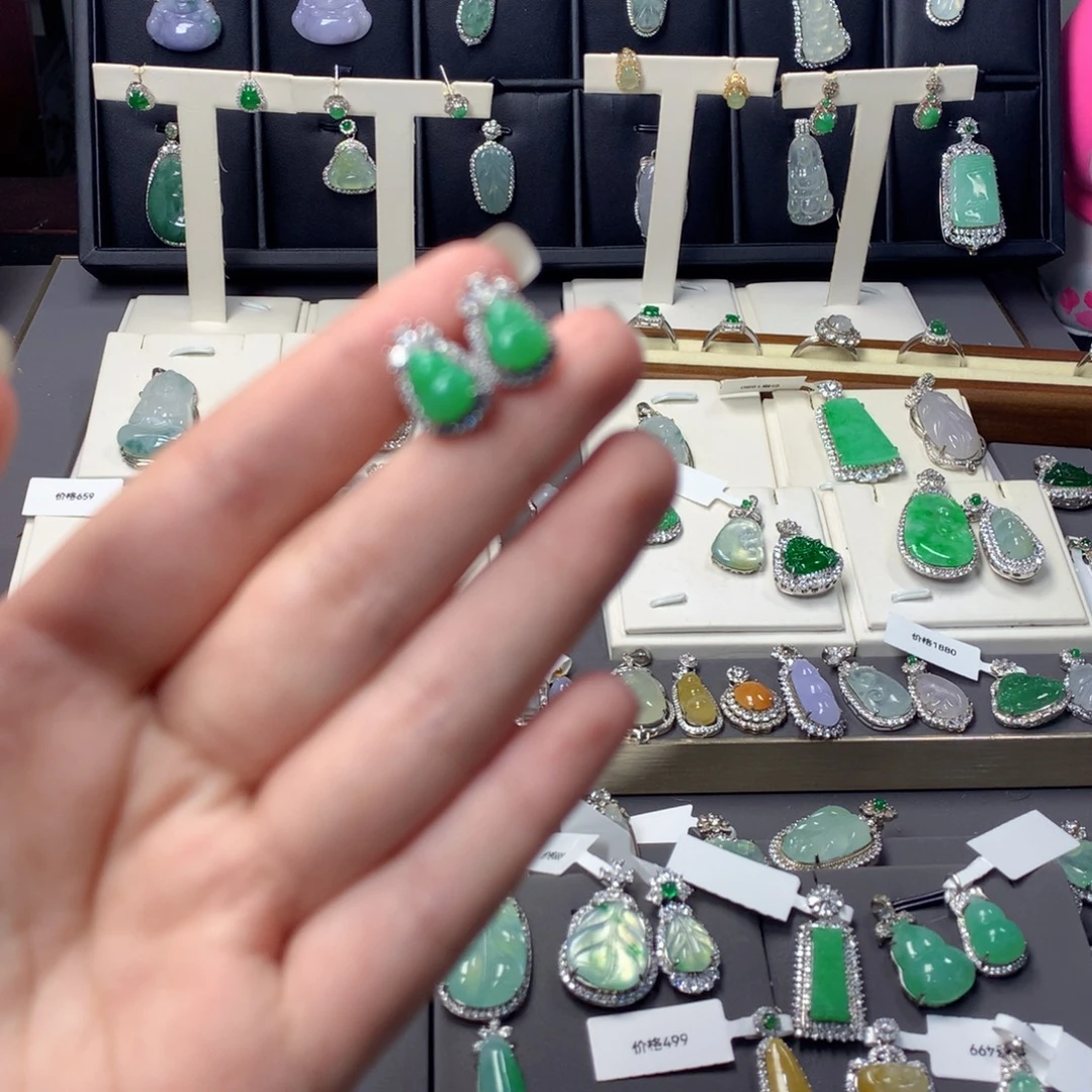 翡翠银S925镶嵌挂件