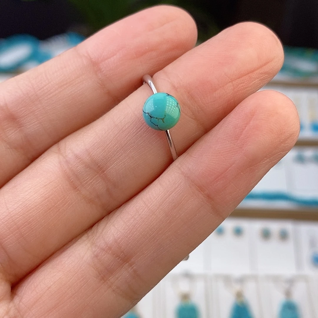 绿松石银S925镶嵌戒指