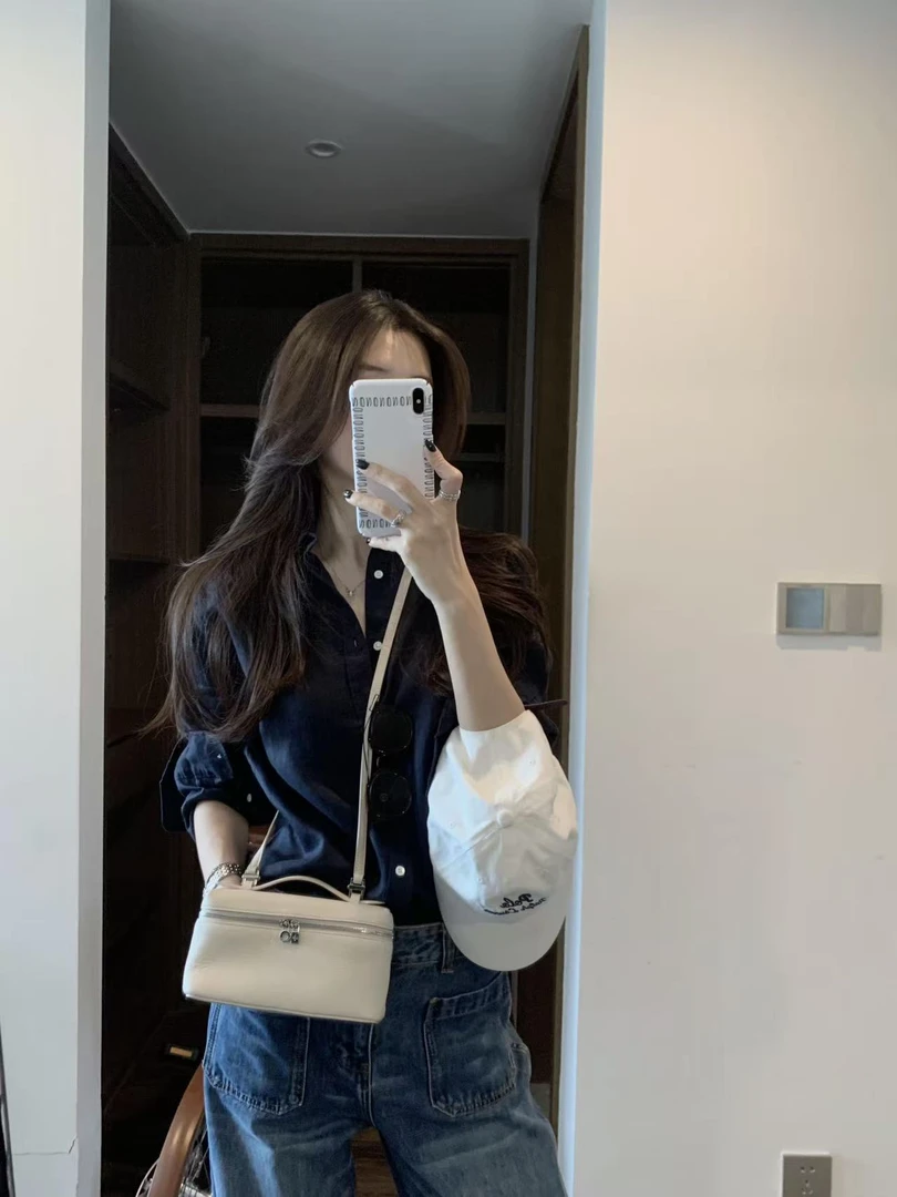 2025秋季酷飒风女装高级感衬衫气质上衣百搭宽松牛仔裤时尚套装