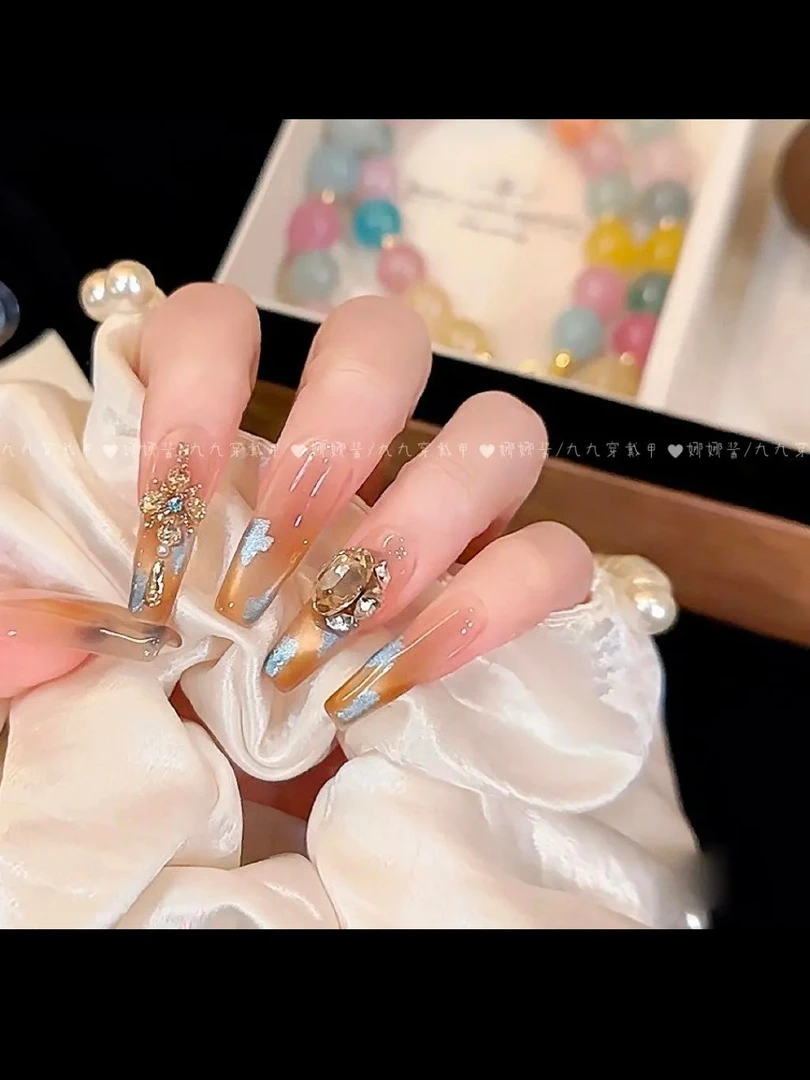 【焦糖玛奇朵】款式秋冬光疗显白气质可拆卸手工穿戴甲