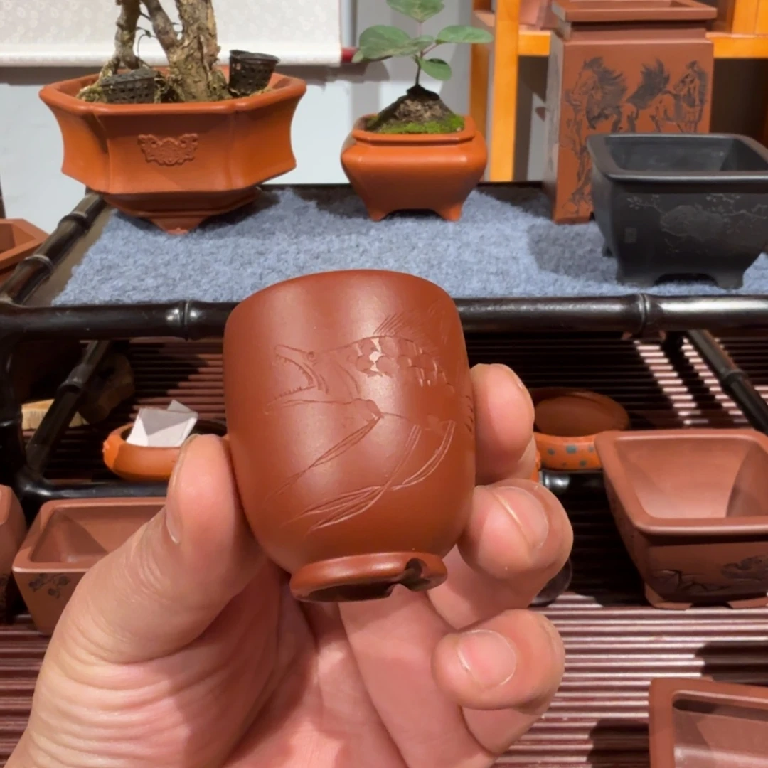 竹***风紫砂花盆原矿紫泥