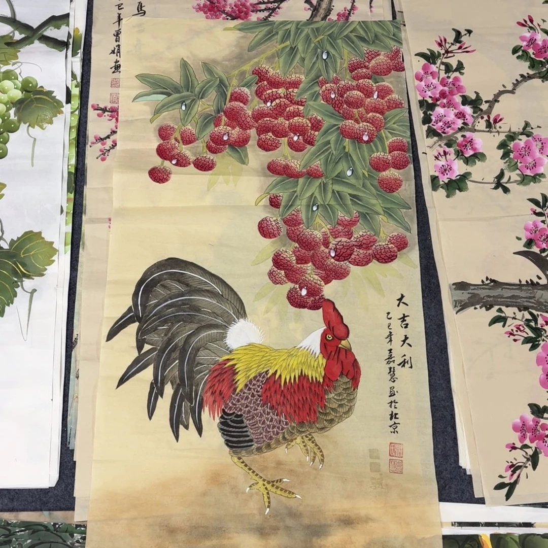 国画100×50手绘画画画