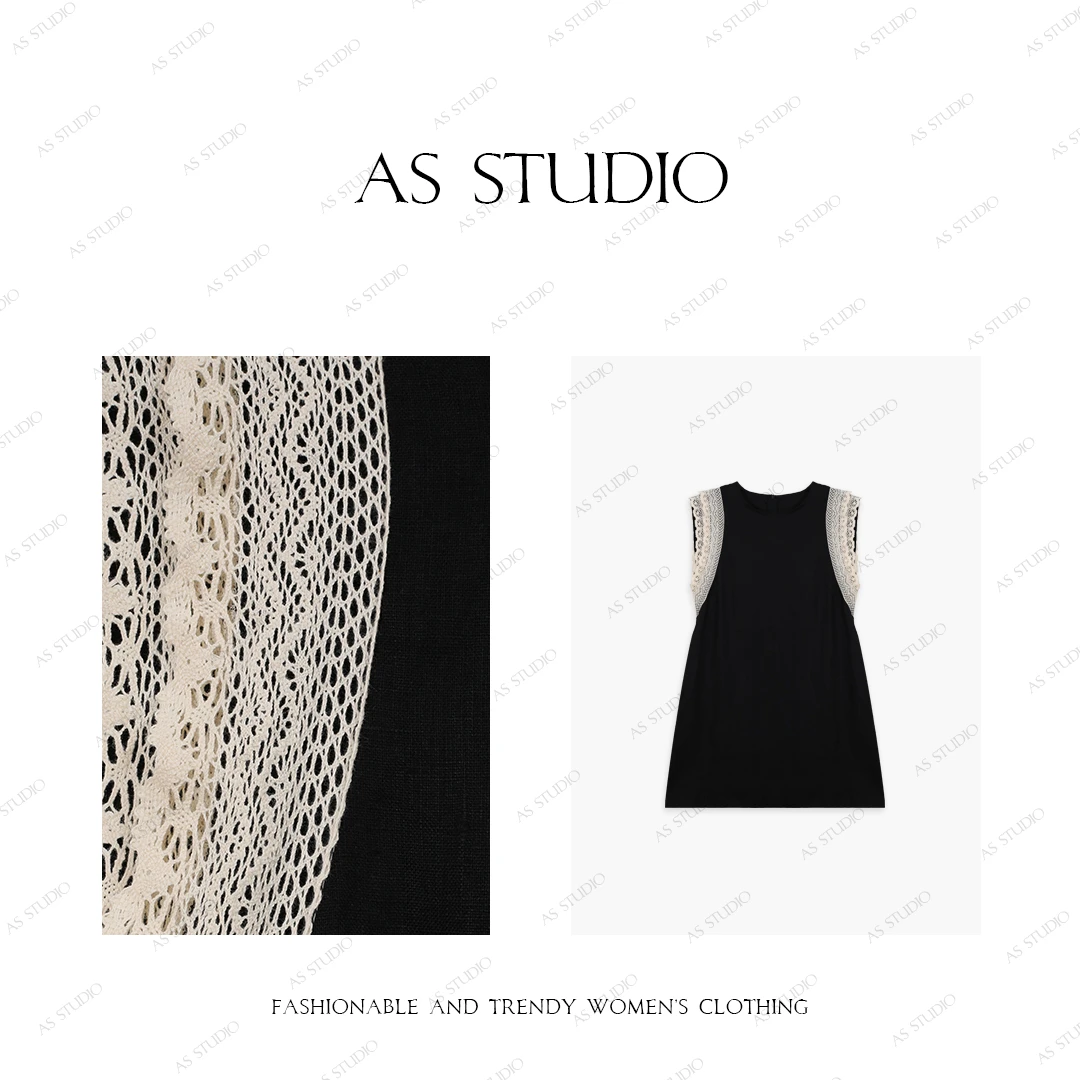 【AS蝉夏】25新设计感小众双层蕾丝拼接减龄连衣裙AS25XLYQ00804