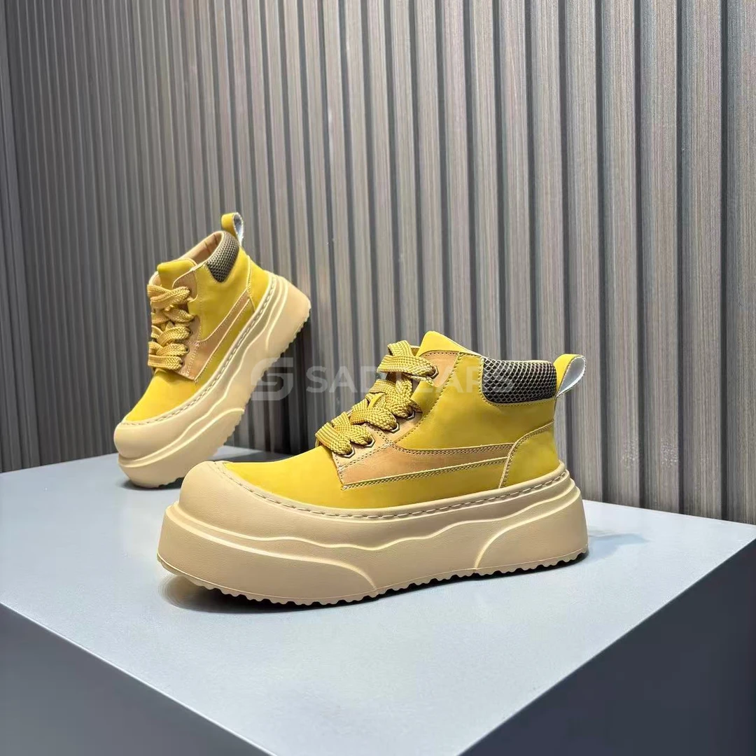 男鞋秋冬加绒车缝线休闲风马丁靴厚底增高圆头轻便舒适户外休闲鞋