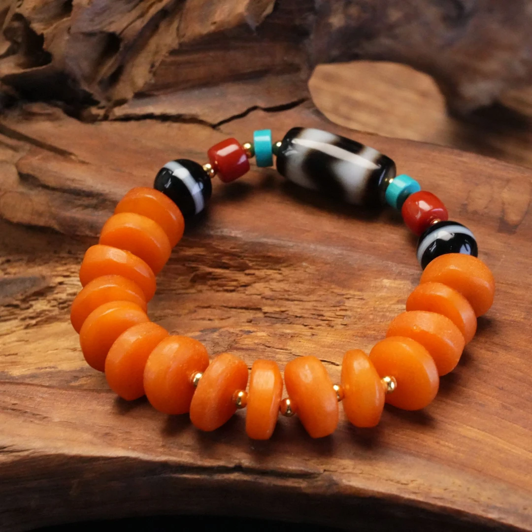 虎牙12mm+蜜蜡diy手串手链 S154 多样性发一