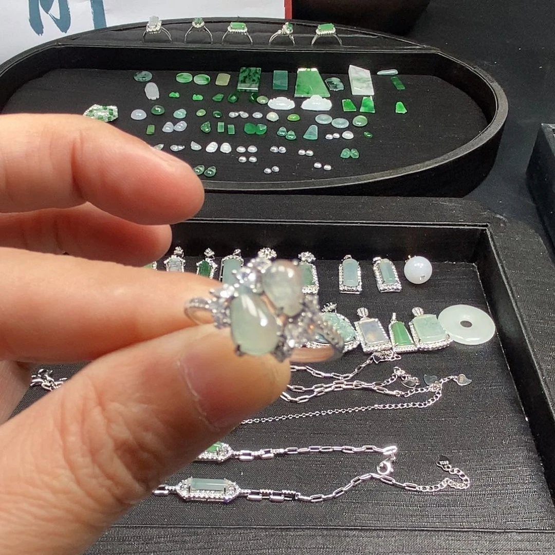 翡翠银S925镶嵌戒指