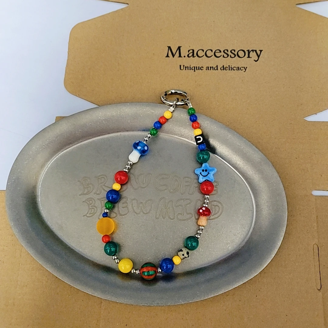 Mi33 七彩星星蘑菇钥匙链手机链挂件 G99069002