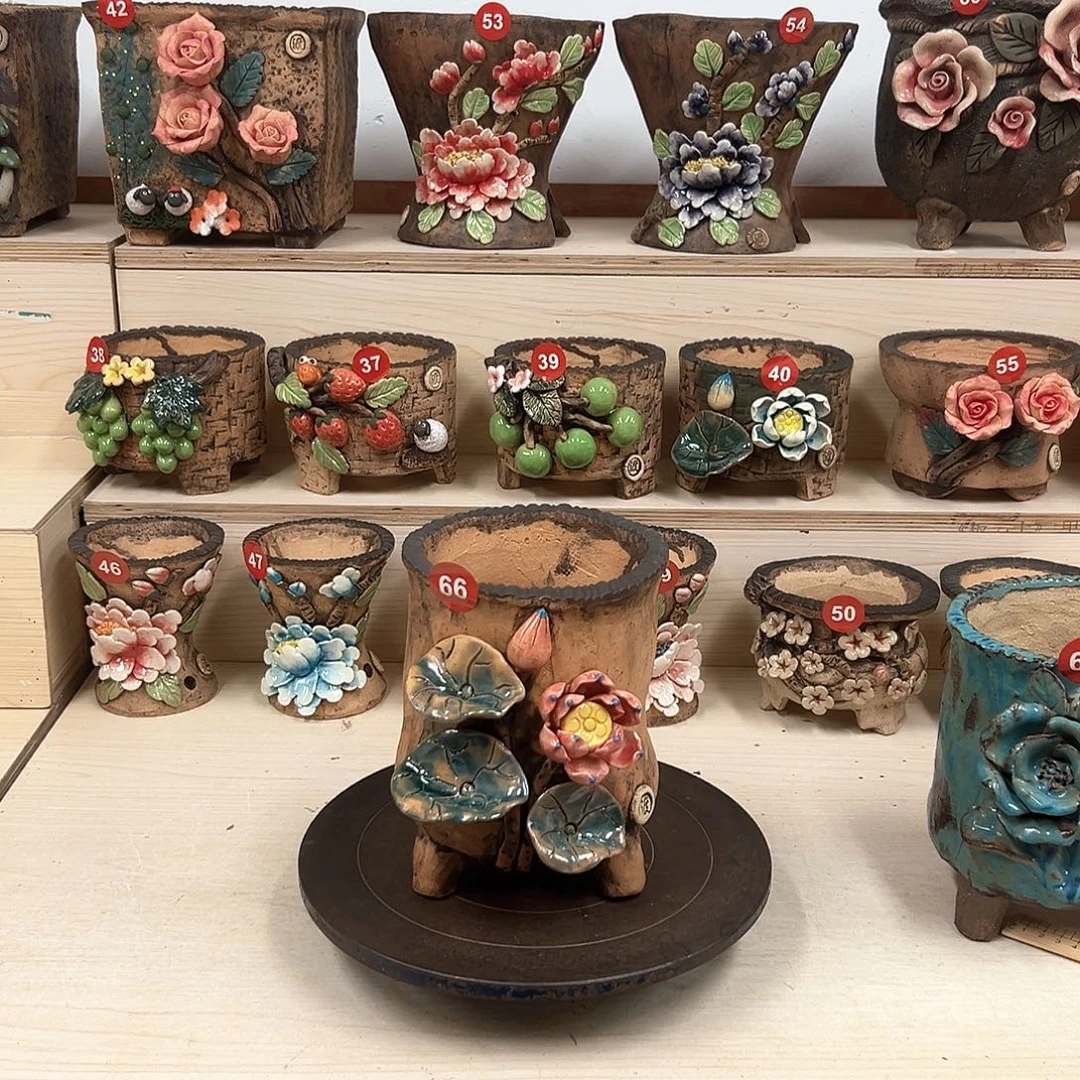 紫砂花盆66号内口12×10外高19
