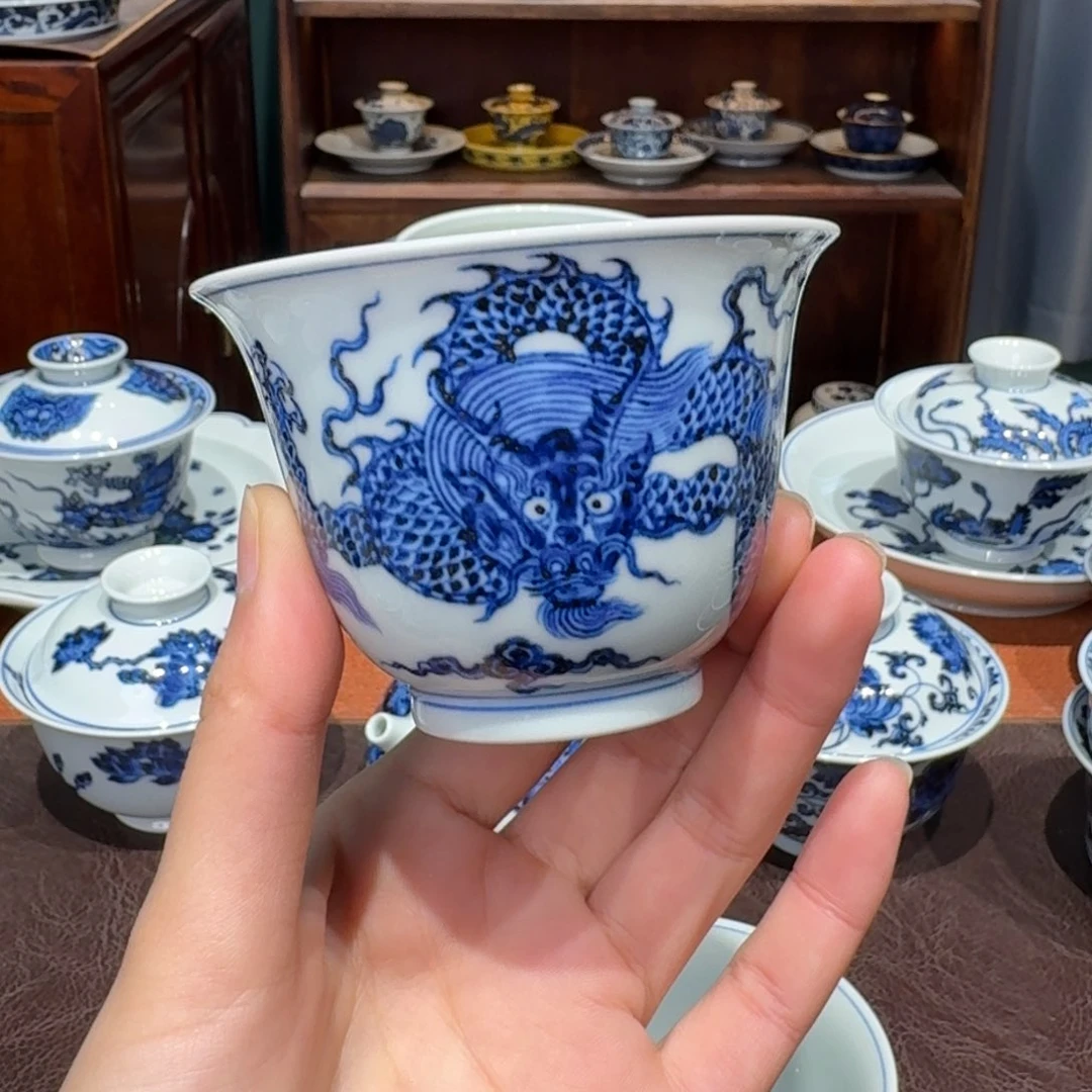 青花雯华堂手绘杯杯