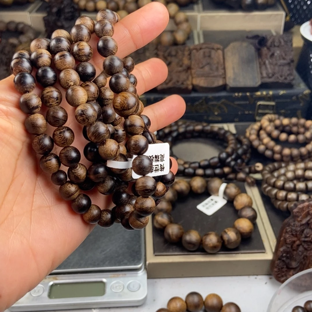 手串沉香刘*庆越南芽庄白棋楠虎斑留疤