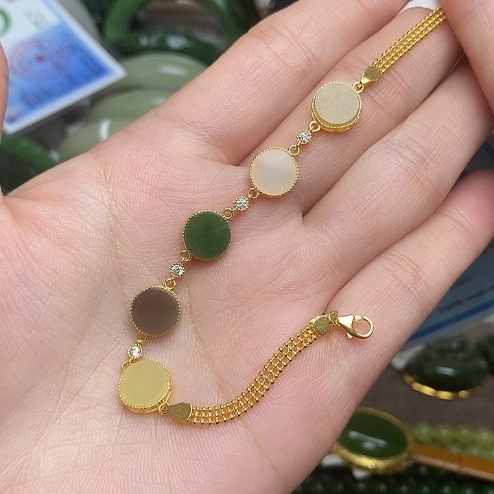 和田玉银S925镶嵌手链