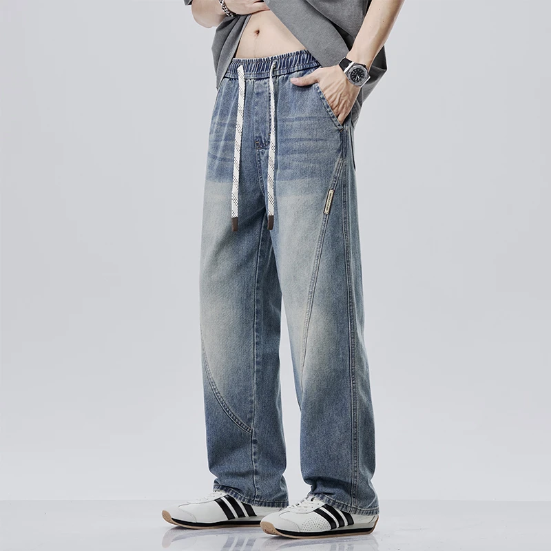 2025新款潮流牛仔裤男款美式高街复古宽松休闲直筒长裤子夏季百搭