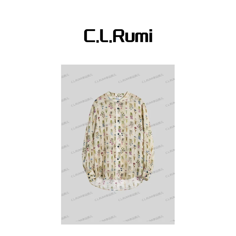 【燕子福利】“南法花卉“25夏苎麻气质宽松印花长袖衬衫上衣6744cs