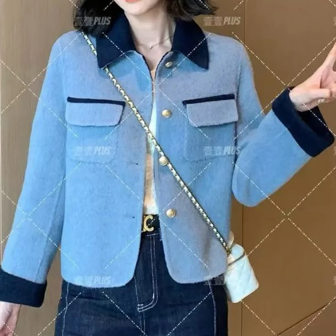 [杨叔家]女翻领短外套气质显瘦二面穿外套
