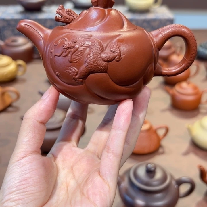 茶壶紫砂200cc鱼化龙朱泥1236977768742