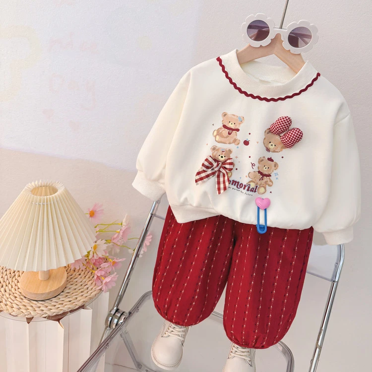 2025新款运动衣服儿童秋款时尚韩女童韩版卡通休闲套装秋季