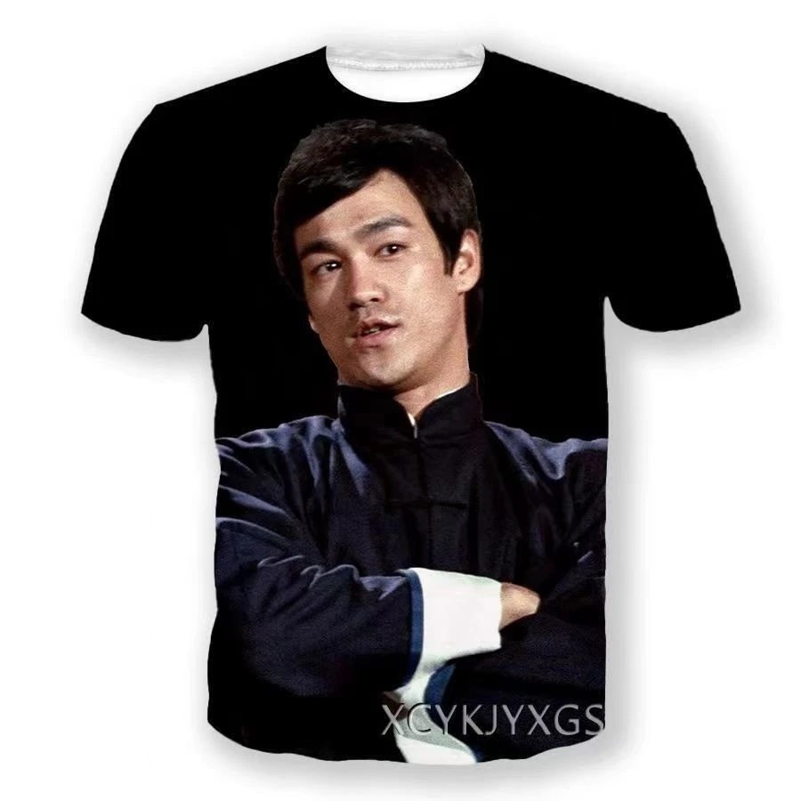 夏季跨境热卖圆领透气炫酷李小龙纪念t恤3D数码印花短袖休闲T恤