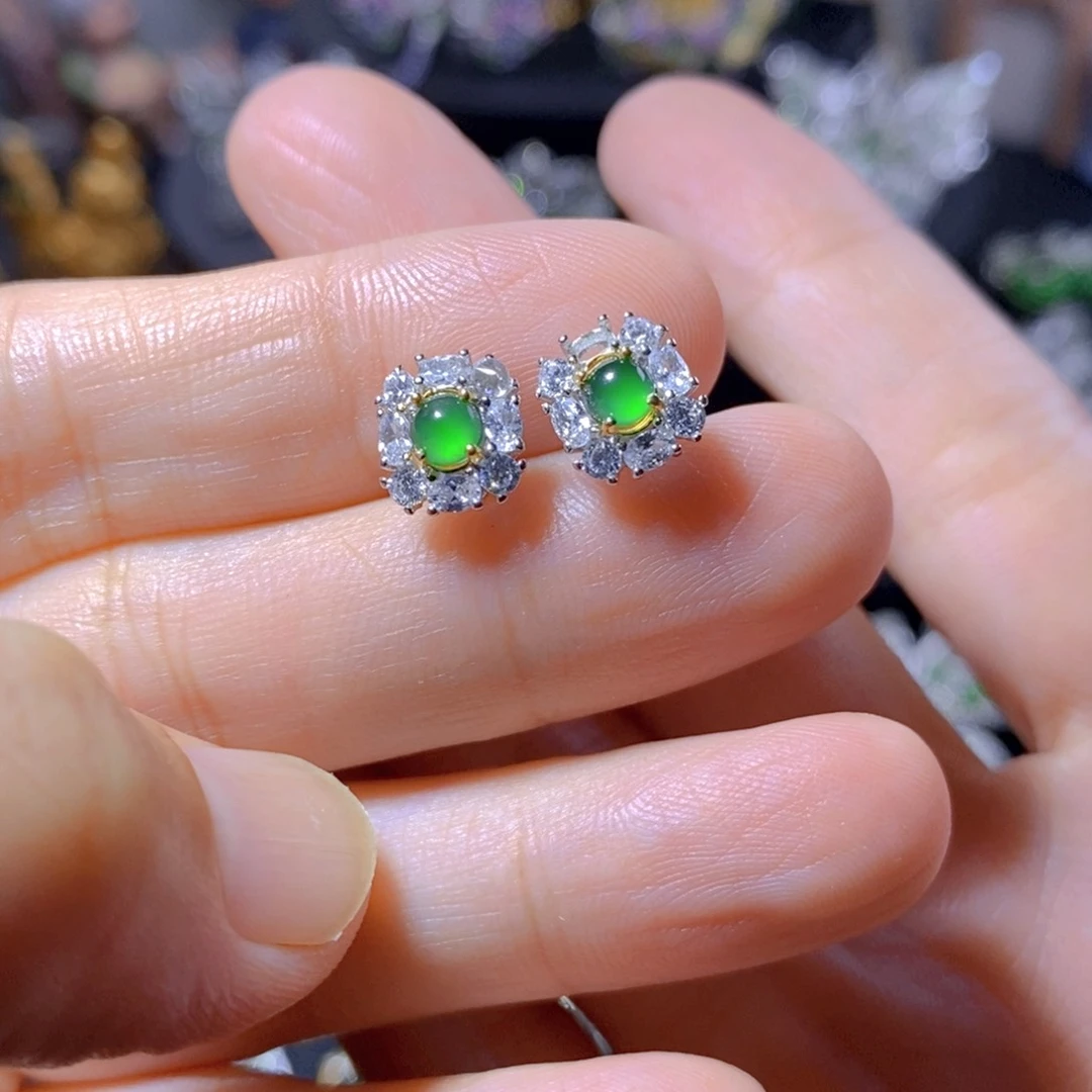 翡翠银S925镶嵌颈饰天然翡翠