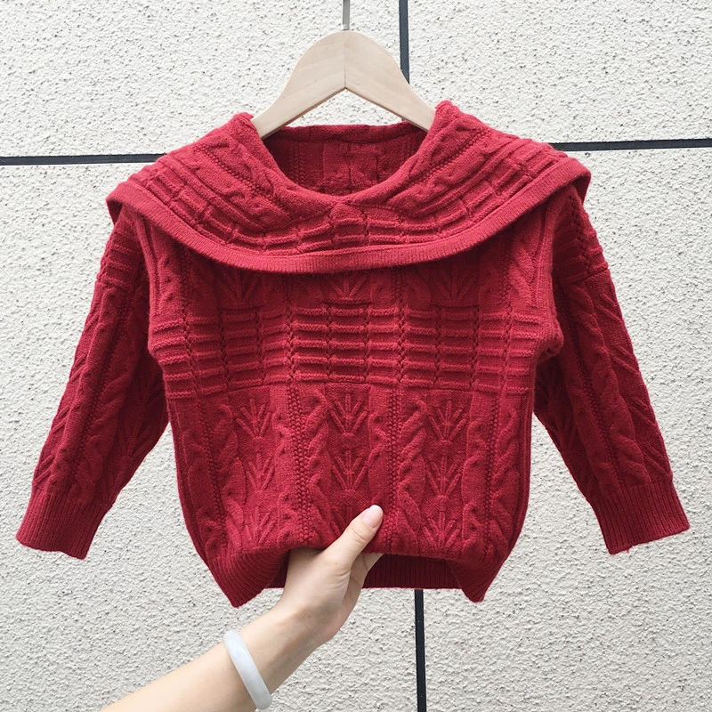 儿童款洋气打底童装针织衫上衣文艺圆领毛衣女童百搭韩版套头