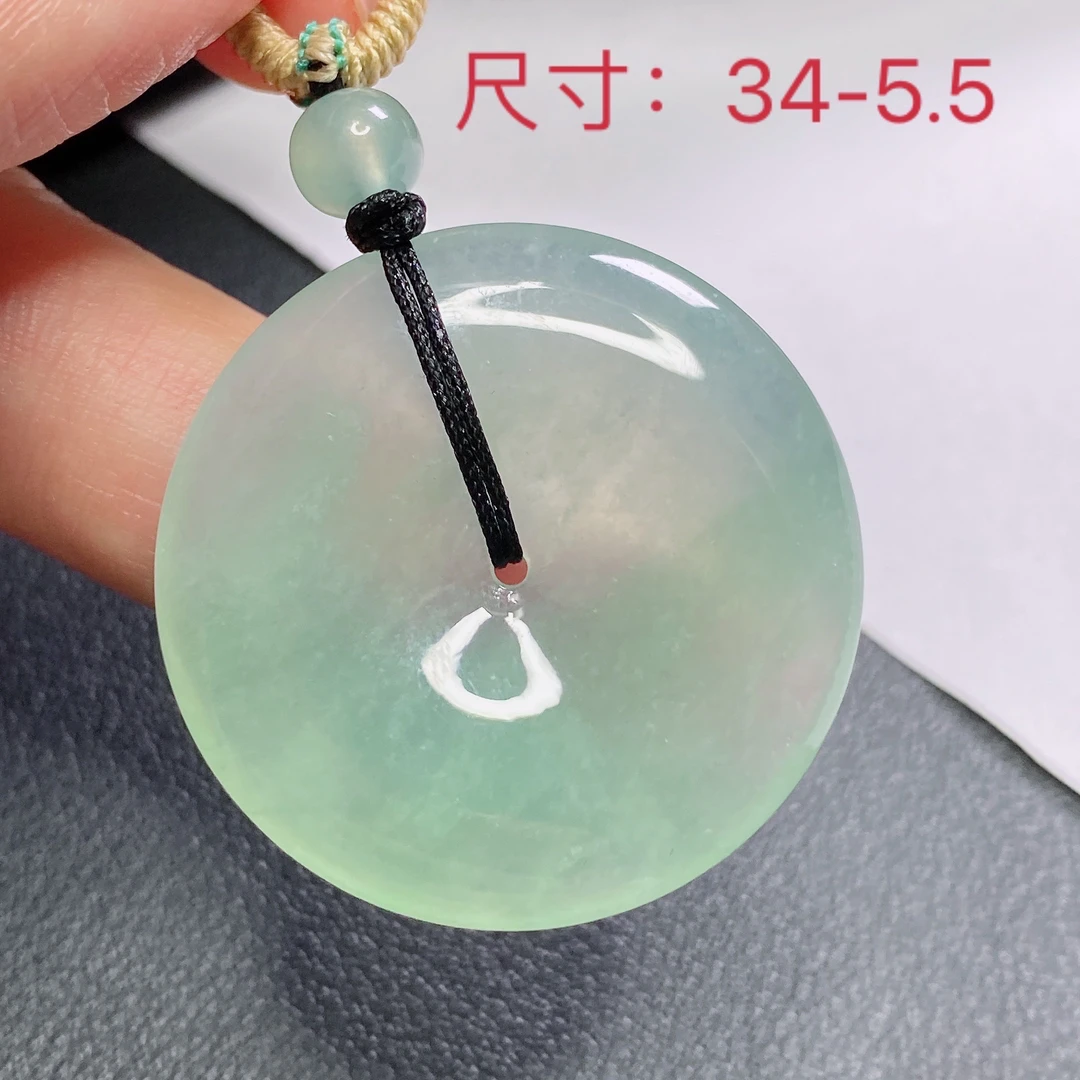 缅甸天然A货翡翠 冰润满绿平安扣吊坠