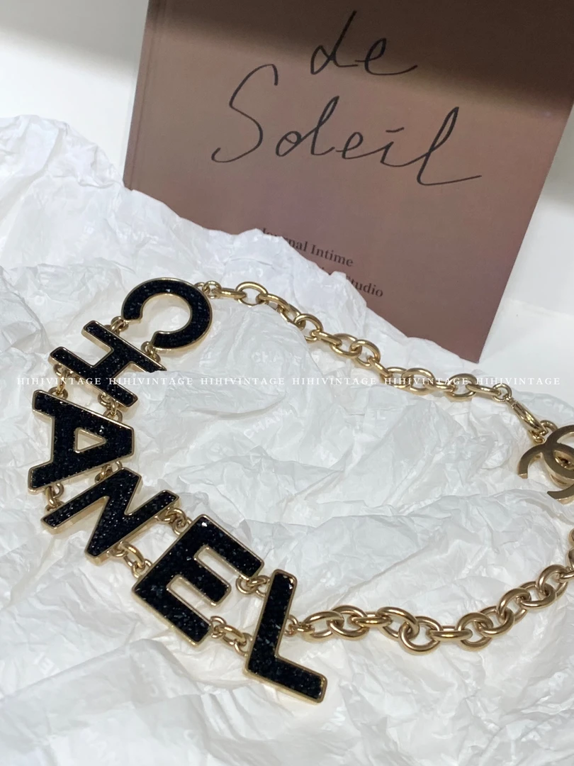 99新 Chanel/香奈儿 18K 黑金双C字母镶钻项链 二店