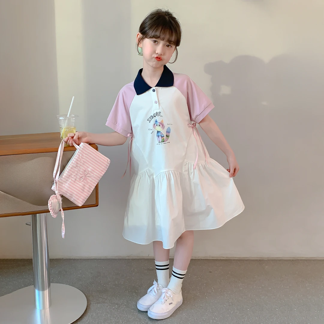 【品牌断码清仓】女童2025新款女孩甜美卡通风夏装学院连衣裙Q13546