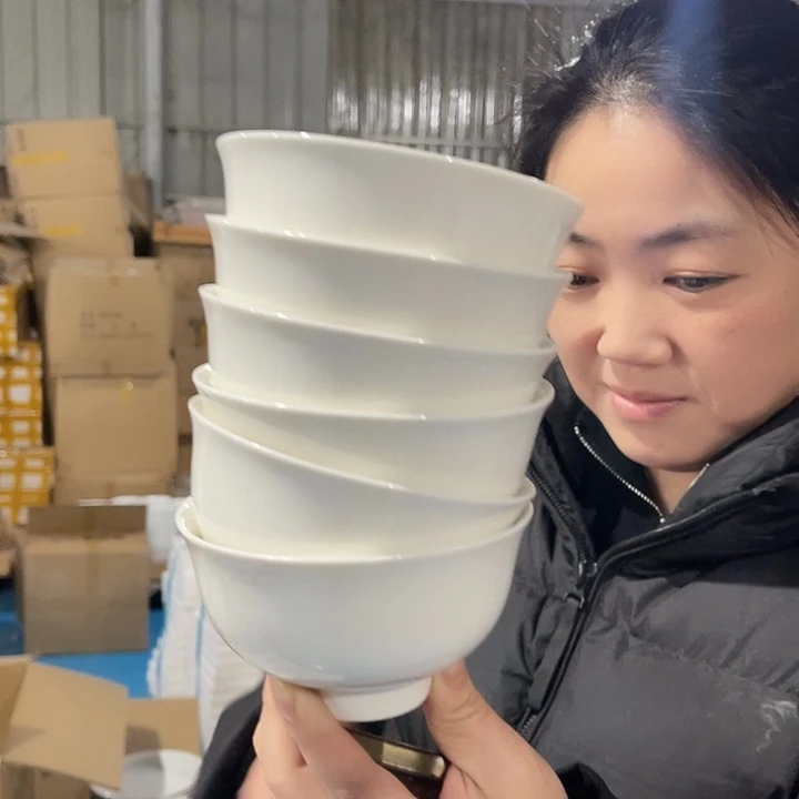 瓷片4.5英寸高脚米饭碗六个，包邮