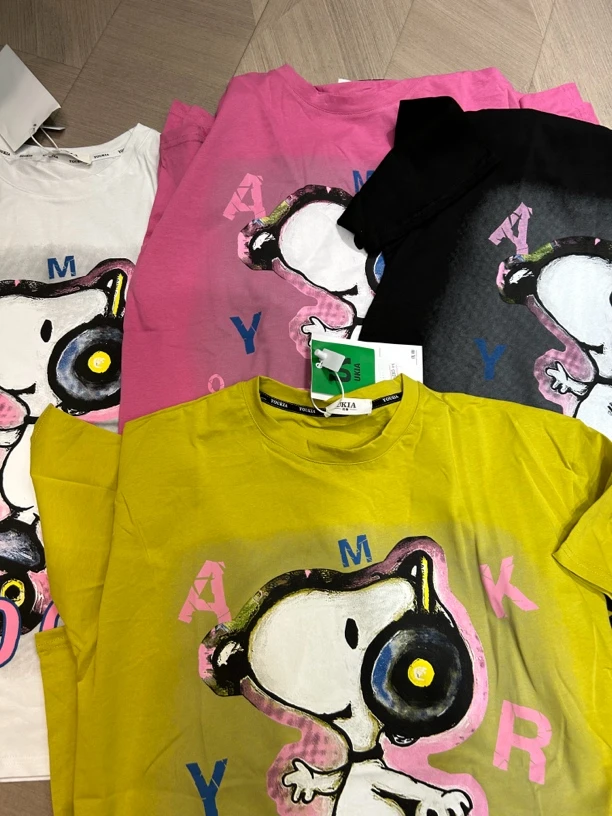 帽之都休闲印花小狗听歌卡通短袖