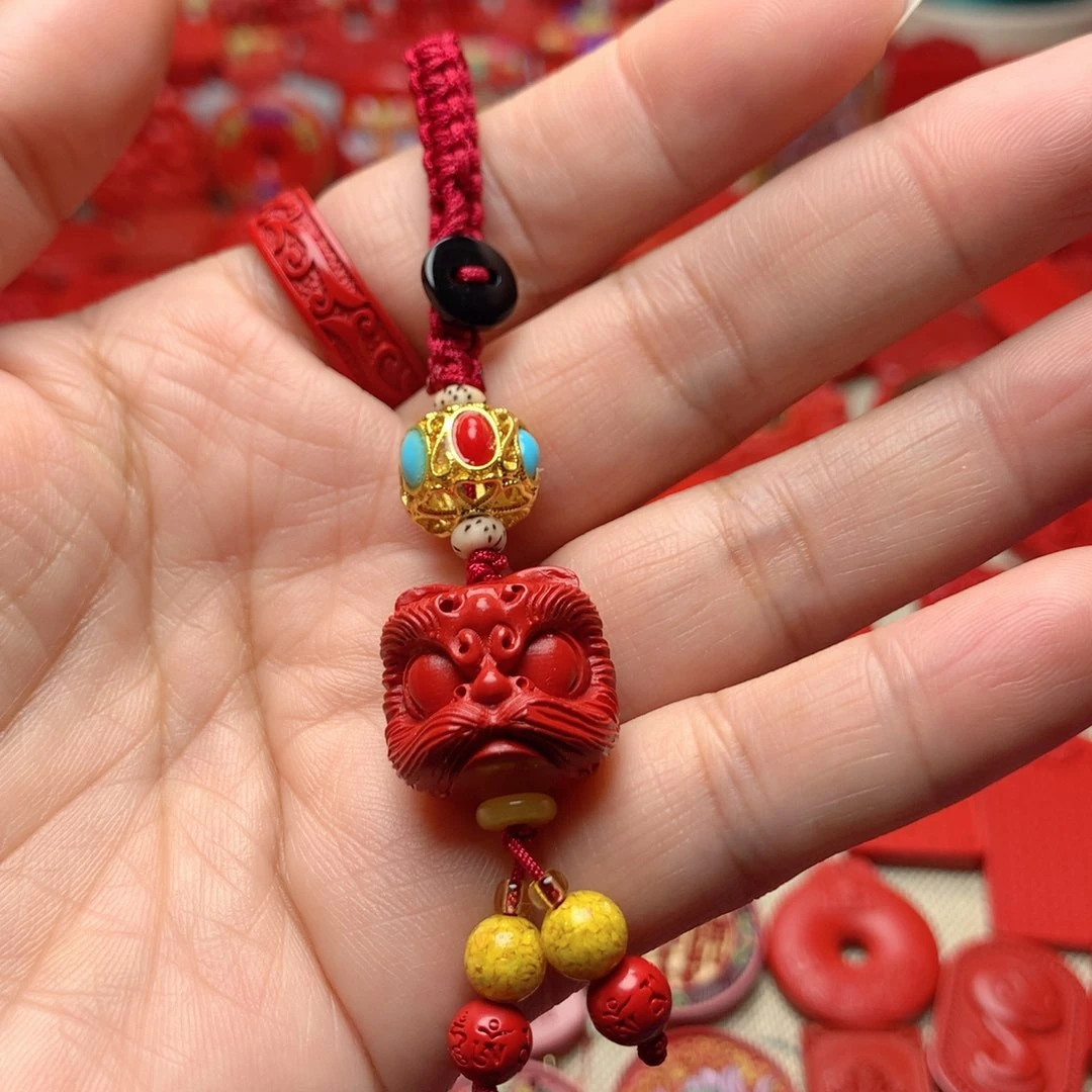 天然辰砂工艺品朱砂钥匙扣