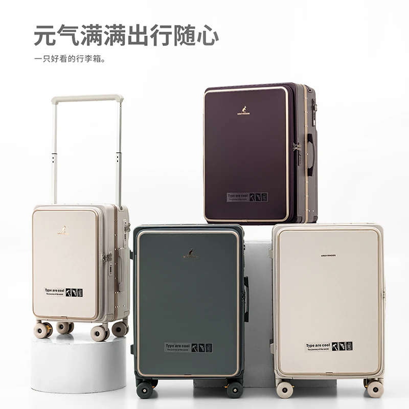AB面19开行李箱6.5cm刹车路虎轮拉杆箱大深仓前开盖皮箱学生登机