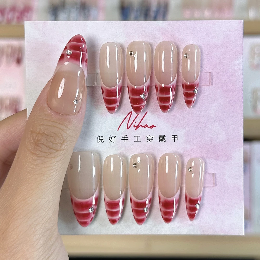 Nihao家y2k蛇纹晕染纯手工穿戴甲【no退no换】